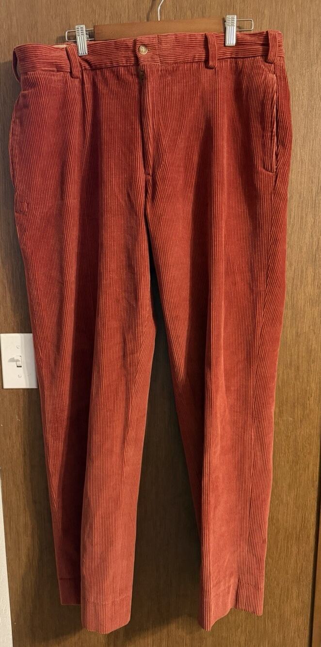 Bills Khakis Made in USA Mens burnt orange corduroy pants sz 36 office workwear